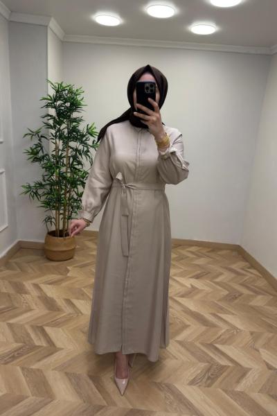 Nage Tensel Elbise Bej