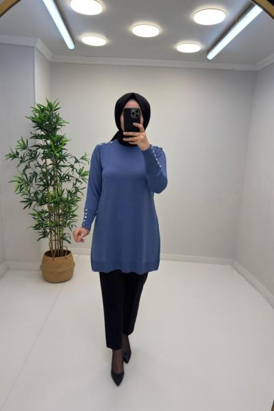 Neva Merserize Tunik İndigo Mavi