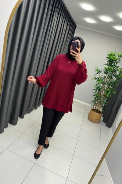 Nill Örme Triko Tunik Bordo