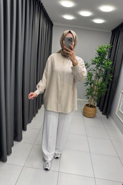 Nona Modal Gömlek  Krem