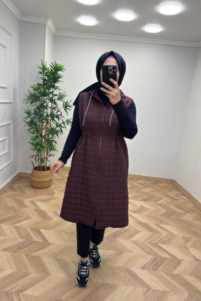 Noshe Kapitone Yelek Mürdüm