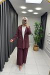 Noshe Qupra Ceketli Takım  Mürdüm