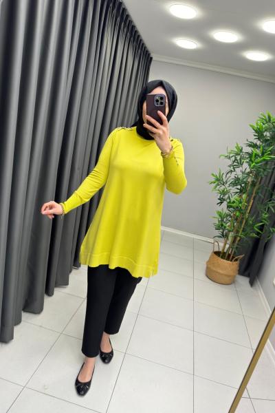 Omzu İnci  Detaylı Merserize  Yağ Yeşili