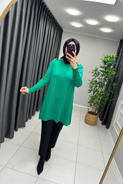 Omzu İnci  Detaylı Merserize  Yeşil