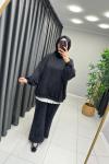 Oversize Batik Desen Takım  Siyah