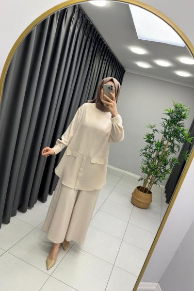 Paçası Çıtçıtlı Takım Taş Rengi