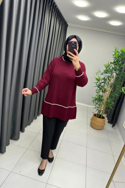 Pera İnce Triko Tunik Bordo