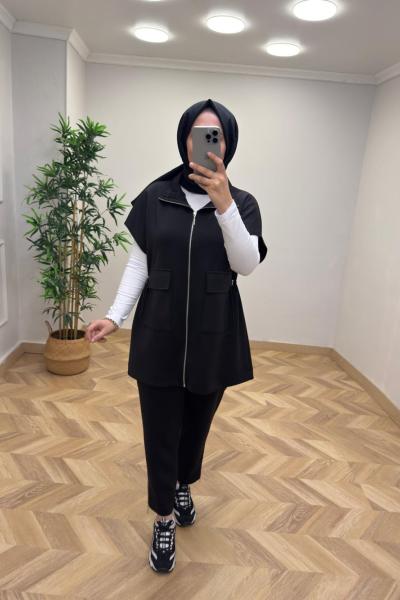 Puane Bella Yelekli Takım Siyah