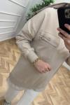 Puane Broş Detay Sweat  Taş Rengi