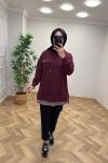 Puane Broş Detay Sweat  Bordo