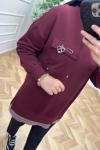 Puane Broş Detay Sweat  Bordo