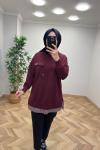 Puane Broş Detay Sweat  Bordo