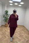 Puane Çıtçıt Detaylı Takım  Bordo