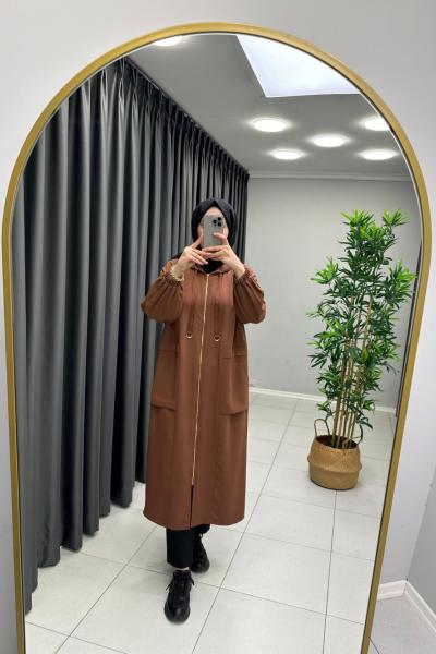 Puane Kap Şapkalı Koyu Kahverengi