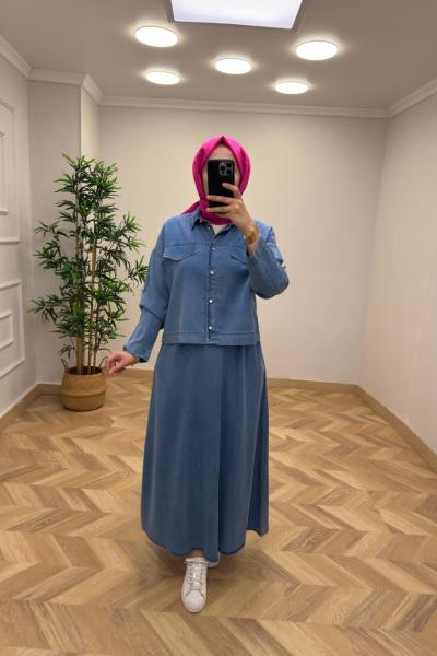 Relax Tensel Etekli Takım  Mavi