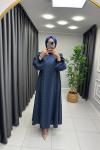 Sahra Modal Qupra Elbise Lacivert