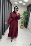 Sahra Modal Qupra Elbise Bordo