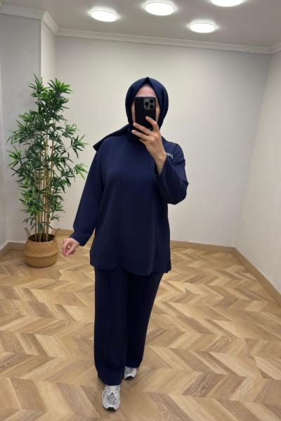 Sahra Taş Detaylı Takım Lacivert