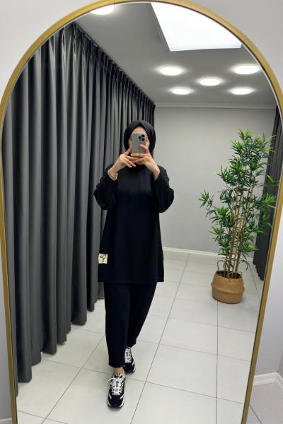 Şalvarlı Takım Puane Siyah