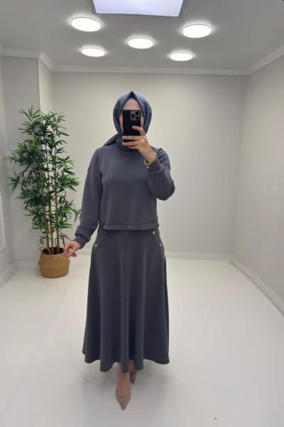 Sedef Etekli Takım Gri