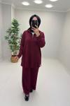 Sim Detaylı Merserize Takım Bordo