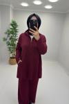 Sim Detaylı Merserize Takım Bordo