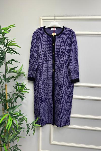 Siyah Mor Merserize Hırka Mor