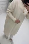 Uzun Triko Tunik Krem