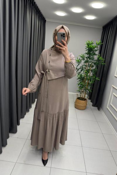 Vera Tensel Kumaş Elbise Vizonn