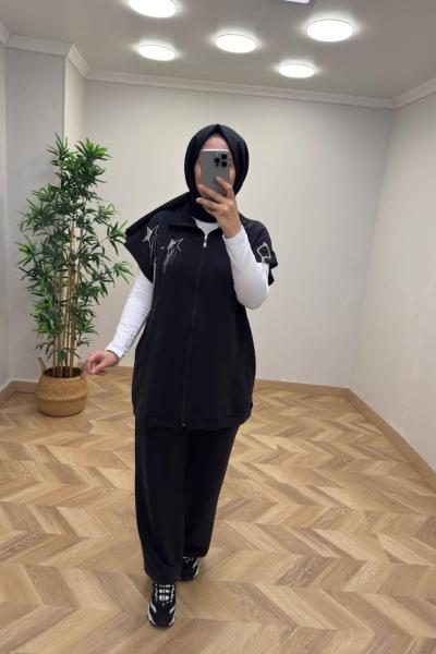 Yıldız Taşlı Takım Siyah