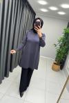 Omzu Patlı Merserize Tunik  Antrasit