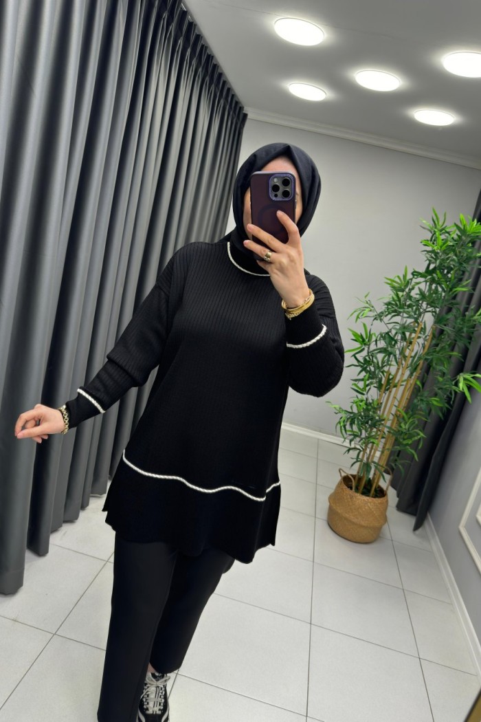 Pera İnce Triko Tunik Siyah