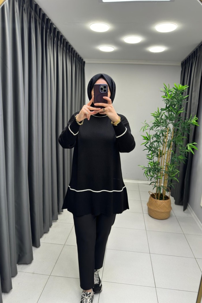 Pera İnce Triko Tunik Siyah