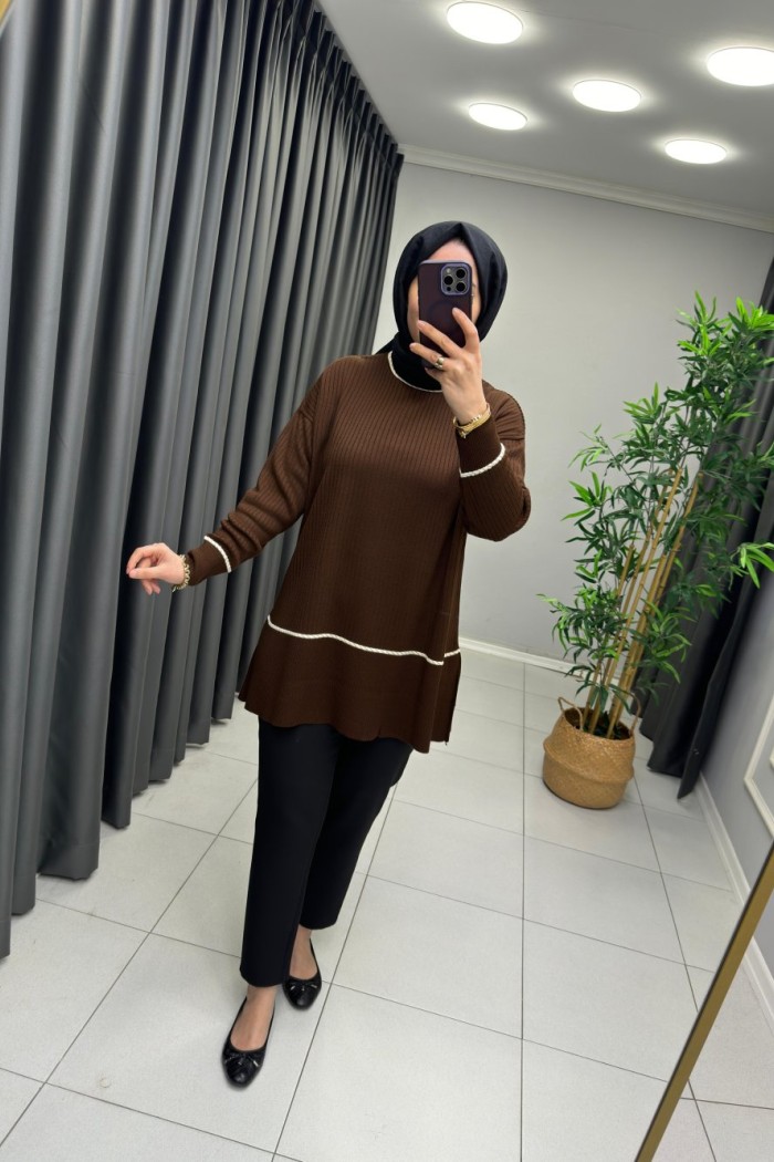Pera İnce Triko Tunik Acı Kahve