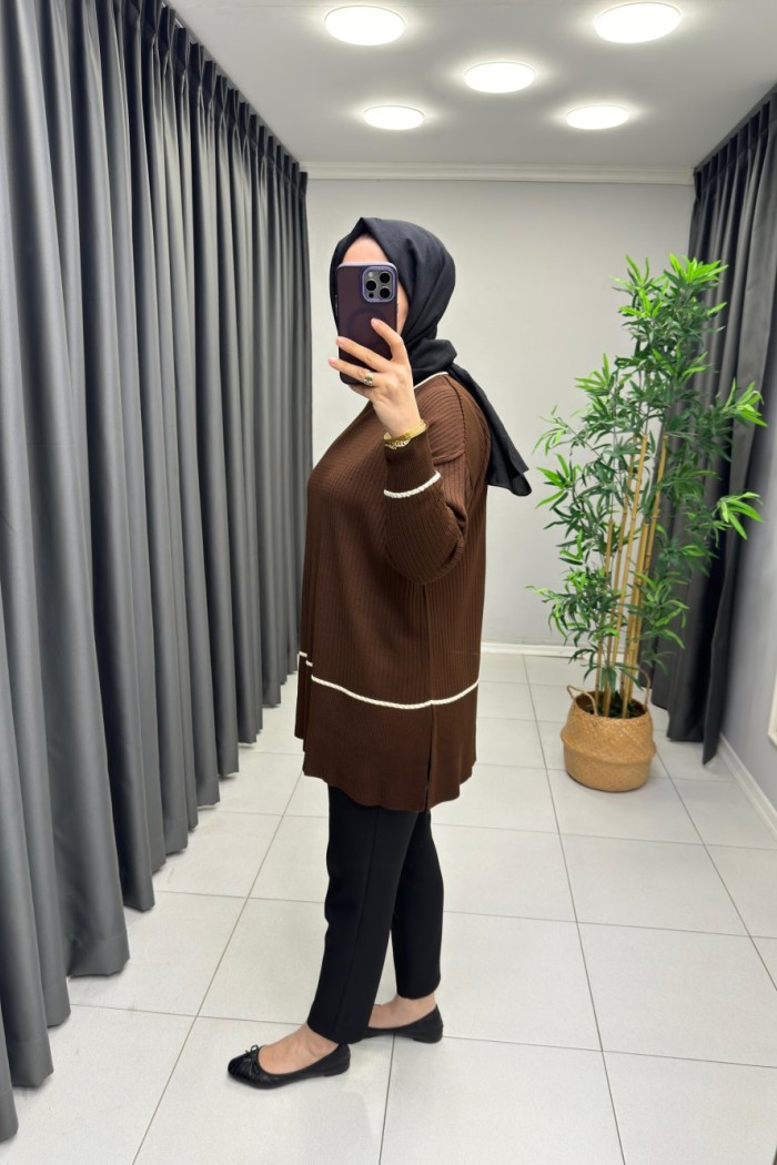 Pera İnce Triko Tunik Acı Kahve