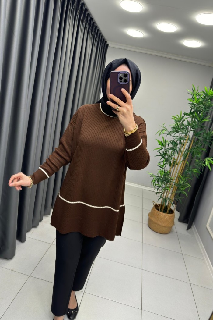 Pera İnce Triko Tunik Acı Kahve