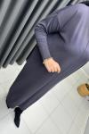 Önü Çizgi Detay Merserize Elbise  Antrasit