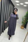 LEOPAR DESEN MERSERİZE HIRKA  Antrasit