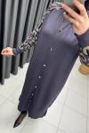 LEOPAR DESEN MERSERİZE HIRKA  Antrasit