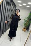 LEOPAR DESEN MERSERİZE HIRKA  Siyah