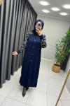 LEOPAR DESEN MERSERİZE HIRKA  Lacivert