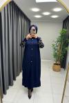 LEOPAR DESEN MERSERİZE HIRKA  Lacivert