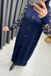 LEOPAR DESEN MERSERİZE HIRKA  Lacivert