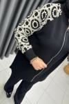 Kolları Dantelli Merserize Takım Siyah