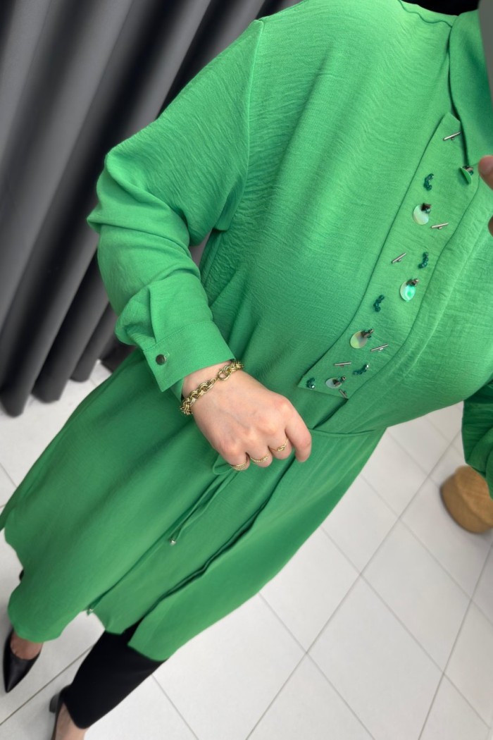 Levidor İşlemeli Tunik  Yeşil