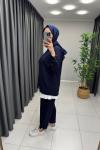 Ella Çapraz Detay Takım  Lacivert Marin