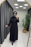  Gül Detay Elbise Siyah