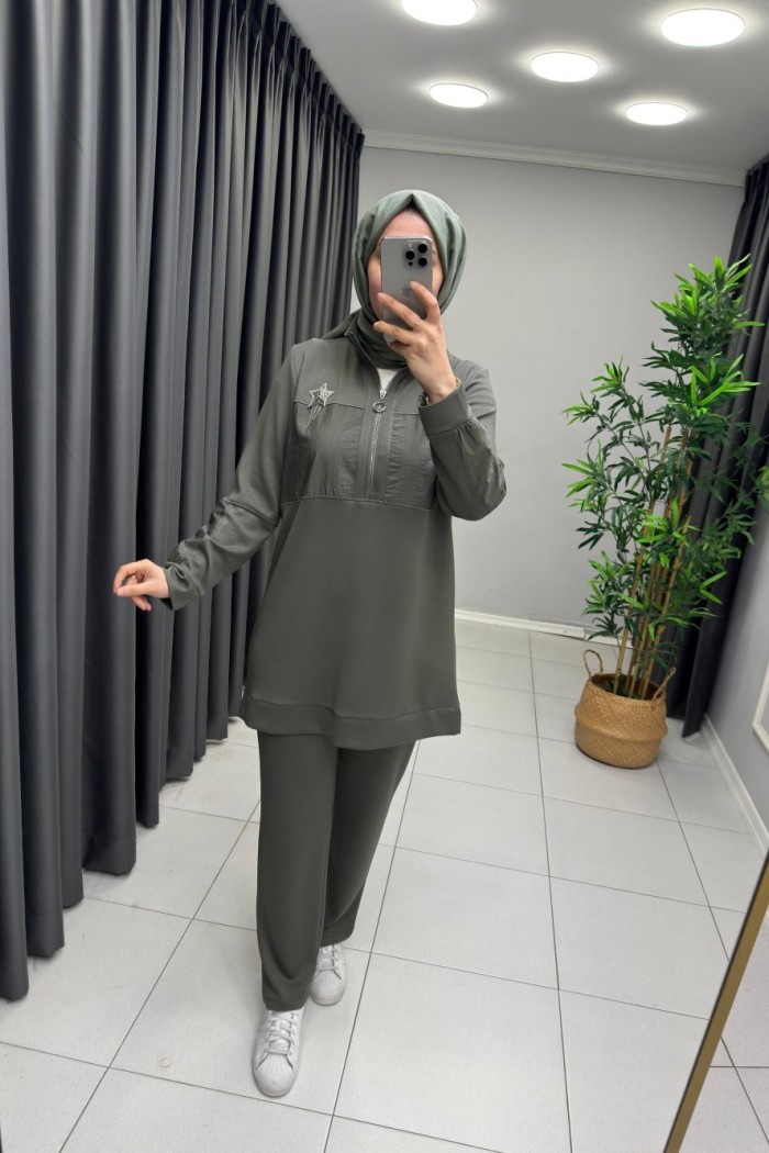 Elele Yıldız Detay Takım  Haki