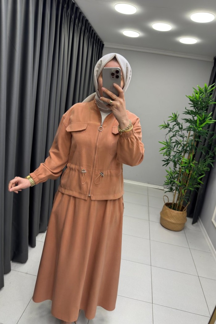 Lina Tensel Etekli Takım Somon