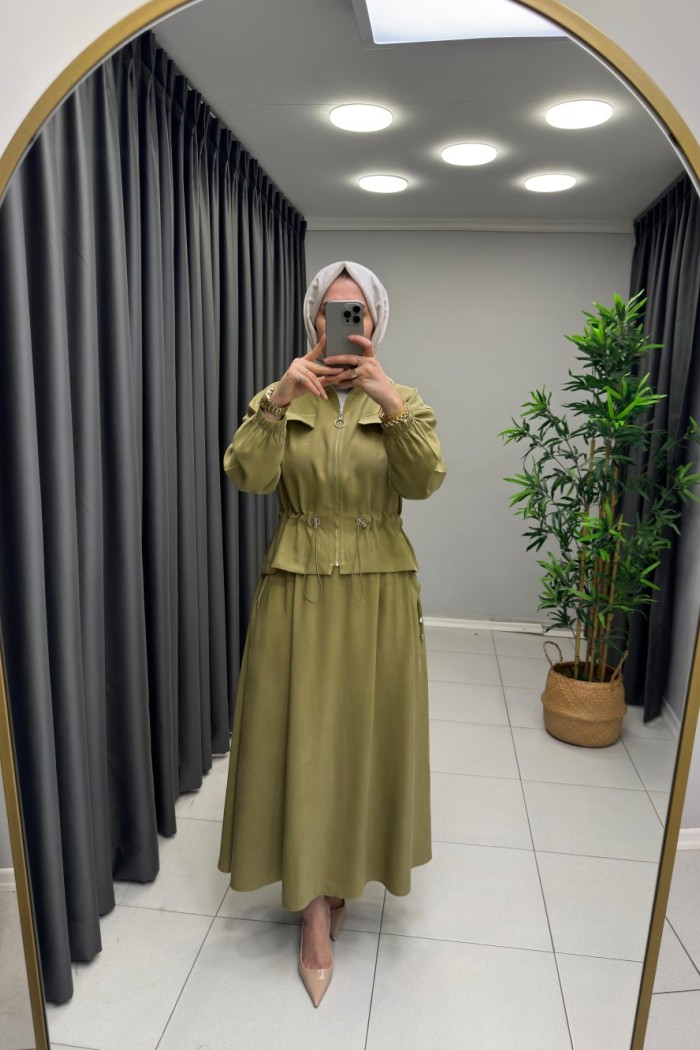 Lina Tensel Etekli Takım Yağ Yeşili